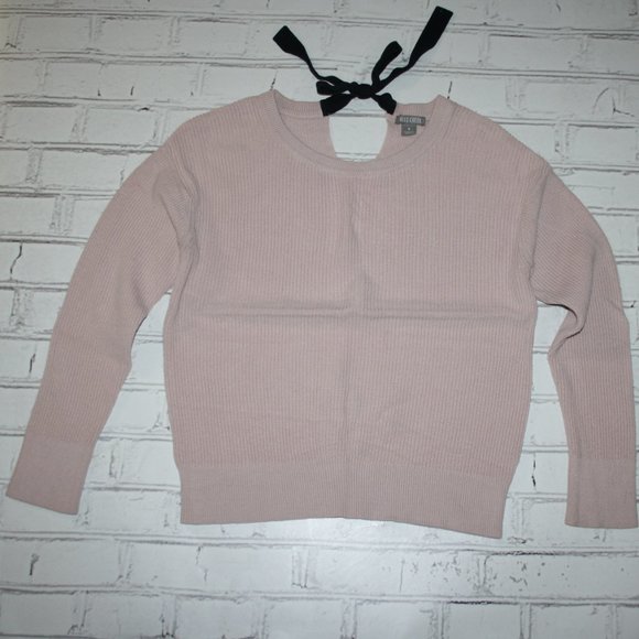 Light pink and black back tie sweater Falls Creek Small - Picture 1 of 5